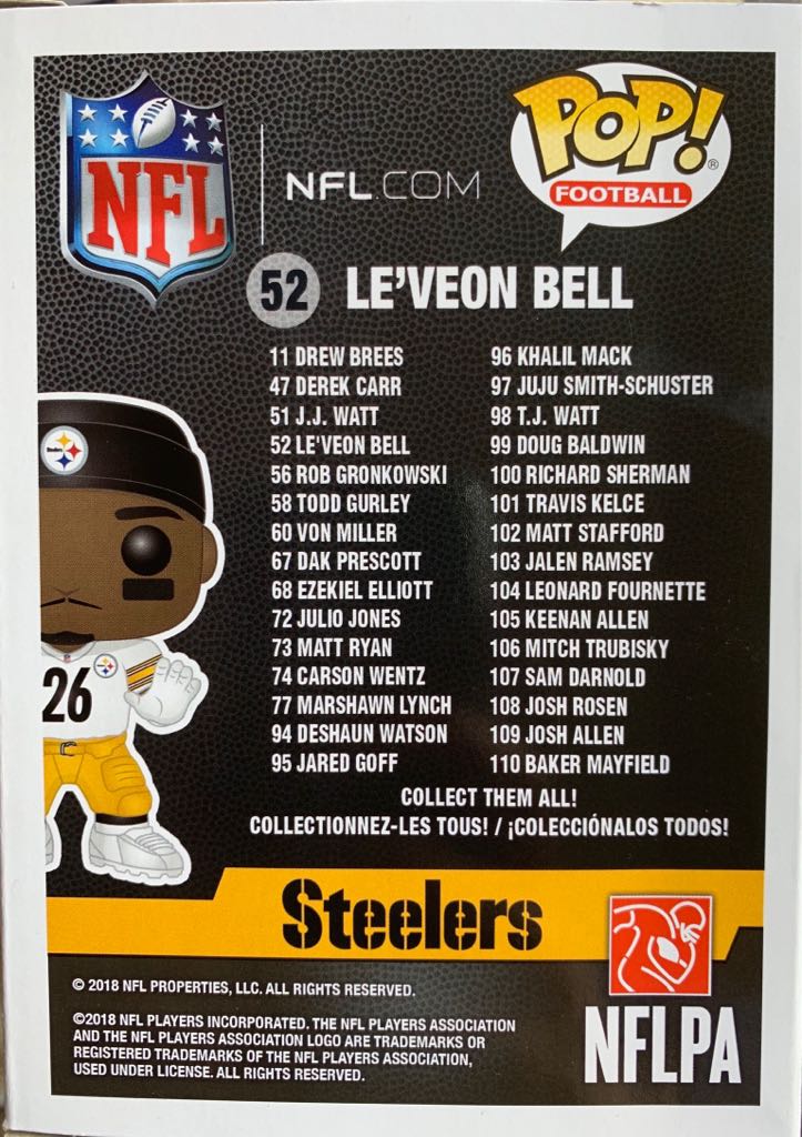 Pop! Football Steelers: Le’Veon Bell - Funko (Pop! Football) action figure collectible - Main Image 2