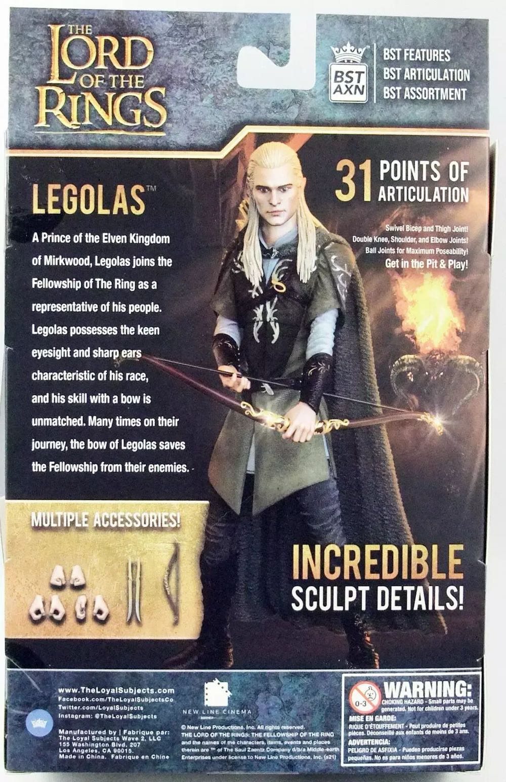 Legolas The Loyal Subjects Lord Of The Rings Legolas By Bst Axn 5” es  (Lord of the Rings BST AXN) action figure collectible [Barcode 850795008725] - Main Image 3