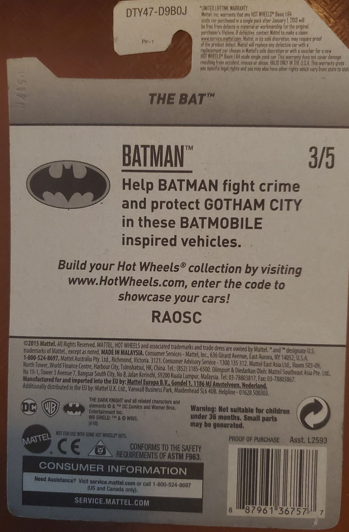 The Bat: Dark Knight Rises - Hotwheels by Mattel action figure collectible - Main Image 2