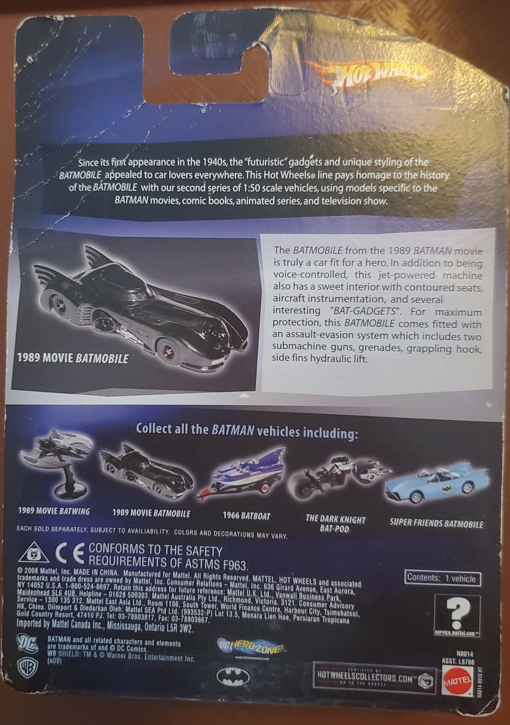 Batmobile 1989 Movie - Hotwheels by Mattel action figure collectible - Main Image 2