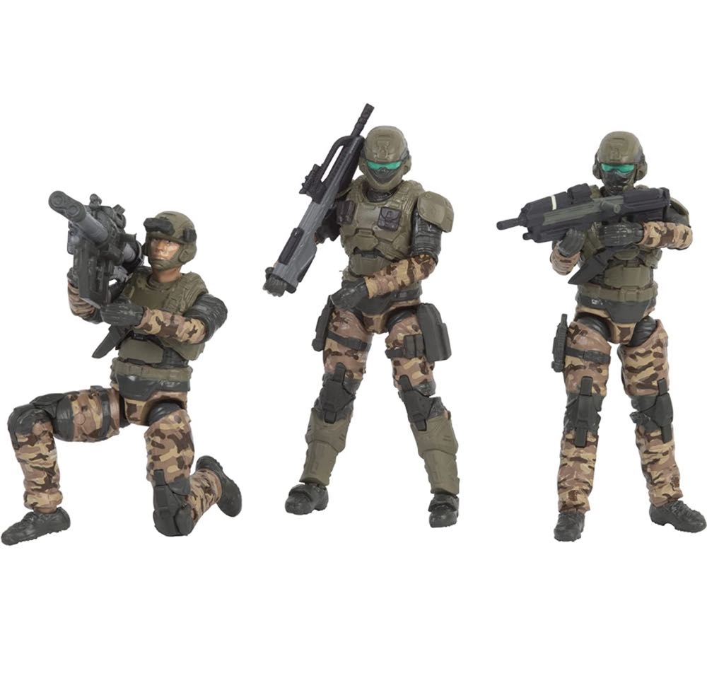 UNSC Marine (with Assault Rifle) + UNSC Marine (with SPNKr Rocket Launcher) + UNSC Marine (with Battle Rifle) - Jazwares (World Of Halo) action figure collectible - Main Image 2