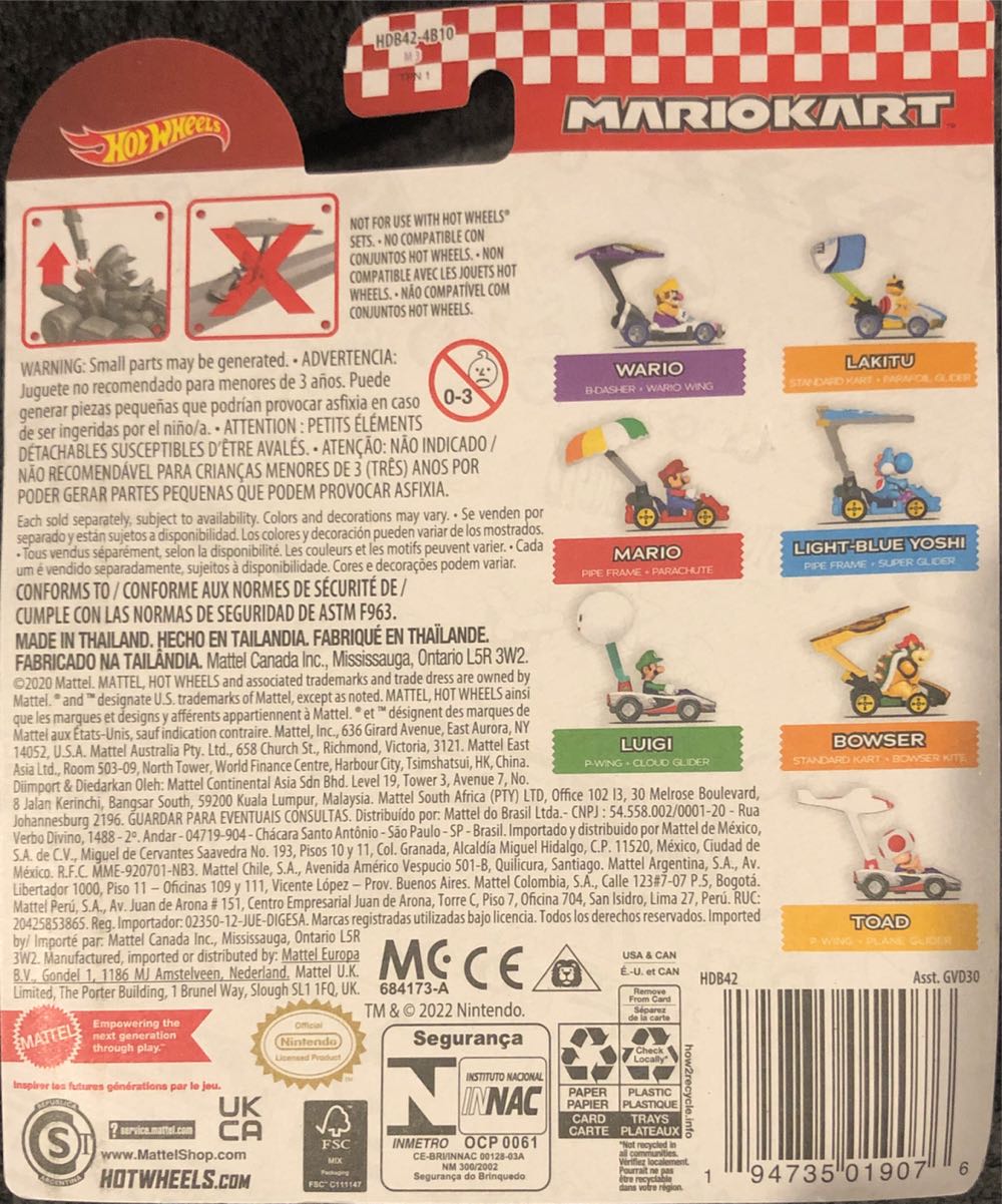 Hot Wheels: Mario Kart: Wario (B-Dasher + Wario Wing) - Mattel (Hot Wheels) (Mario Kart) action figure collectible [Barcode 194735019076] - Main Image 2