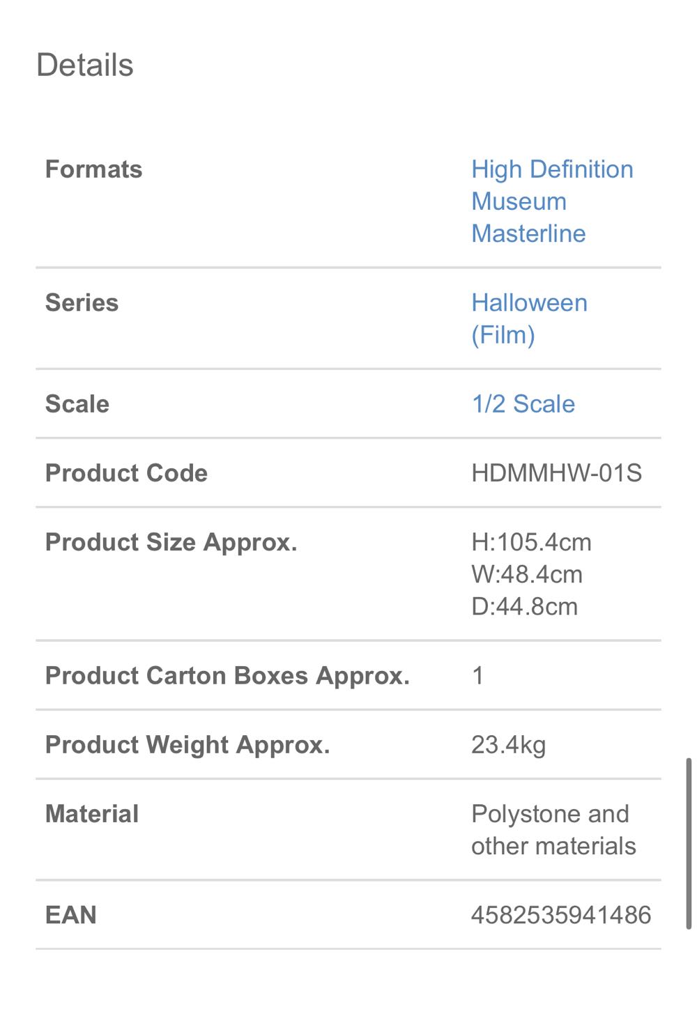 1:2 Prime 1 Studio: Halloween HD Museum Masterline Michael Myers - Prime 1 Studio (Halloween) action figure collectible [Barcode 4582535941486] - Main Image 4