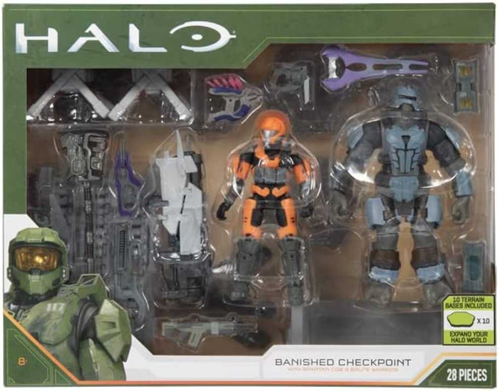 Banished Checkpoint With Spartan CQB & Brute Warrior  - 343 Industries (World Of Halo) action figure collectible [Barcode 191726390879] - Main Image 3