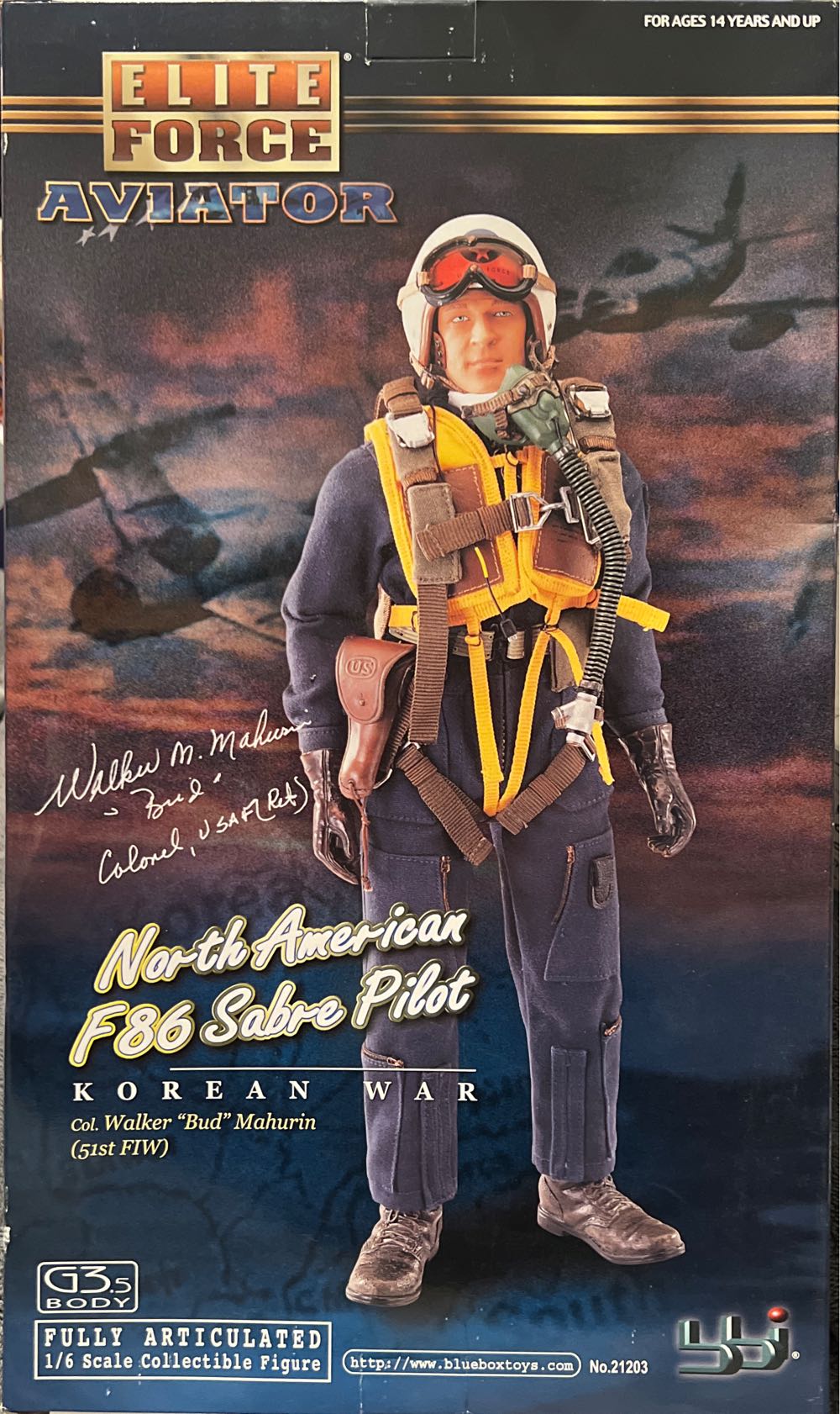 Elite Force F 86 Pilot Col Walker ’Bud’ Mahurin 1 6 Scale Collectible Figure - Blue Box Toys (Elite Force) action figure collectible [Barcode 021105212037] - Main Image 2