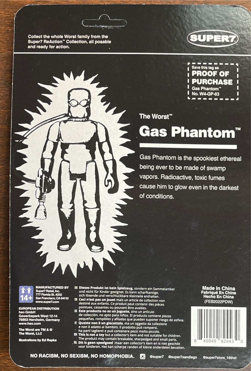 Gas Phantom Remco Style GID Super 7 Reaction - Super 7 action figure collectible [Barcode 840049824430] - Main Image 2