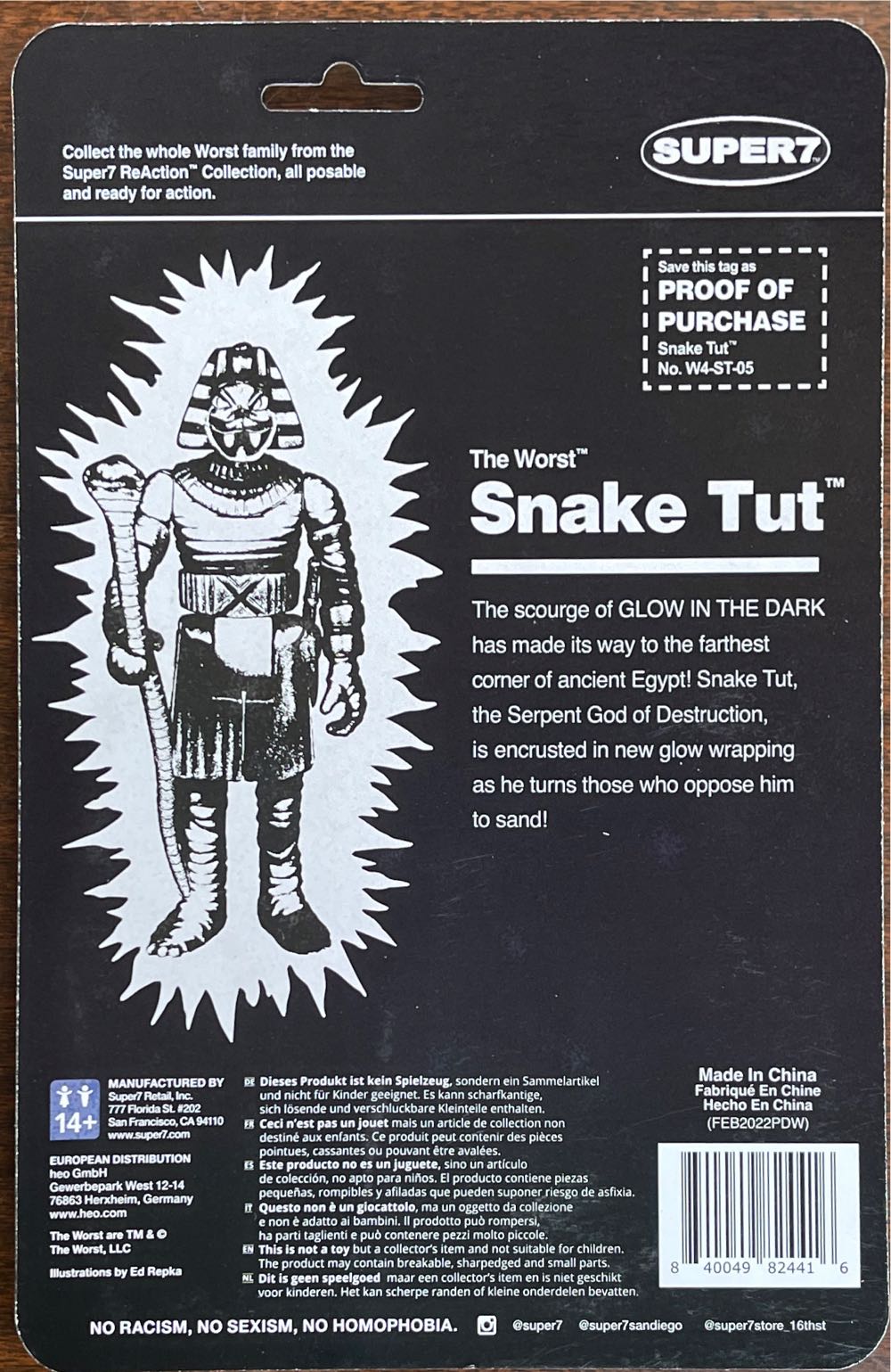 Snake Tut Remco Style The Worst GID Super 7 Reaction - Super 7 action figure collectible [Barcode 840049824416] - Main Image 2