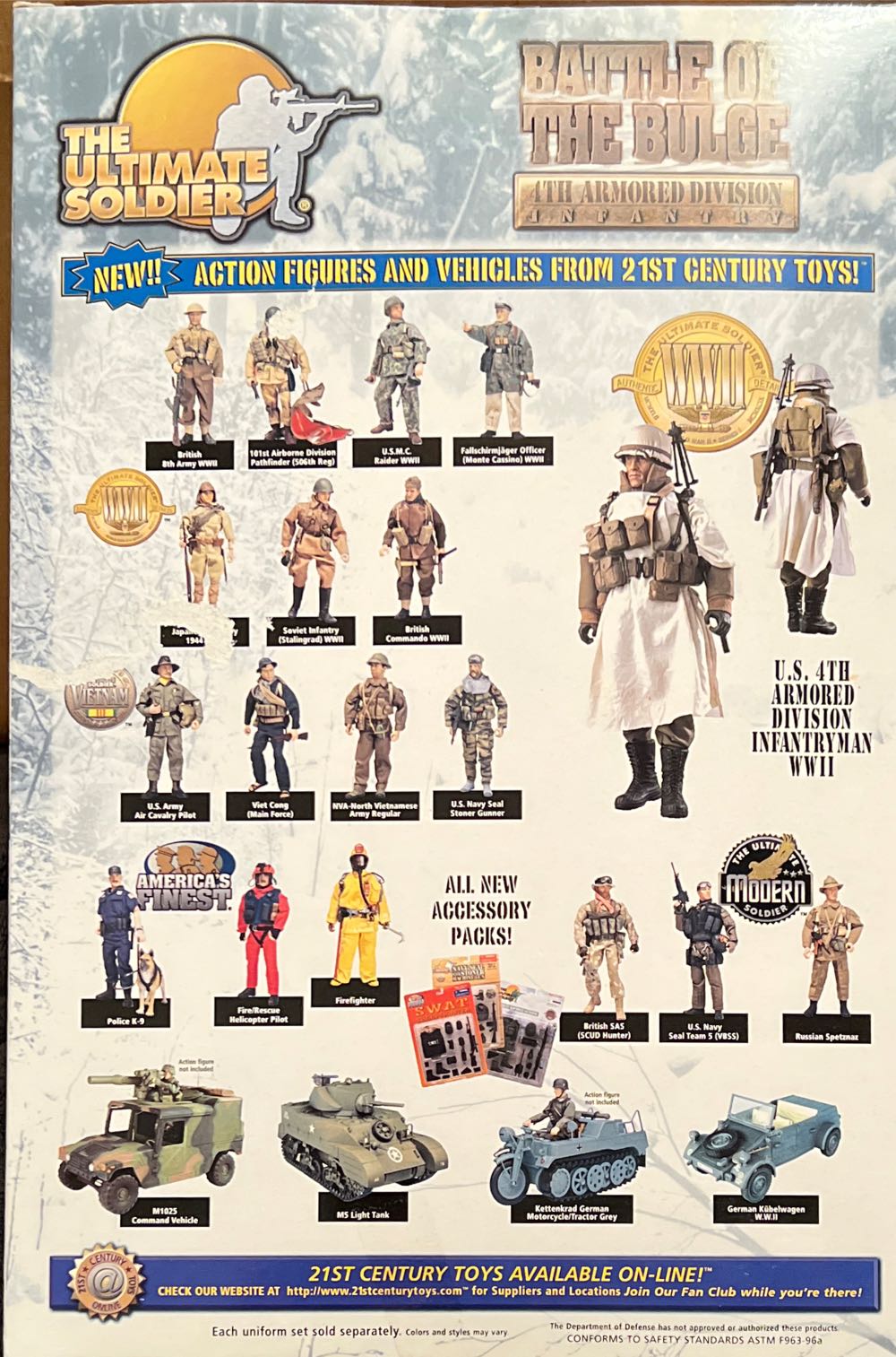The Ultimate Soldier Battle Of The Bulge 4th Armored Division Infantry - 21st Century Toys (The Ultimate Soldier WWII) action figure collectible [Barcode 638748224428] - Main Image 2