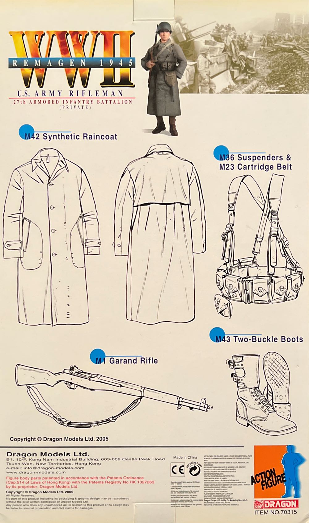 New Generation WWII Us Army Rifleman - Dragon Models Ltd. (Remagen 1945) action figure collectible [Barcode 089195703156] - Main Image 2