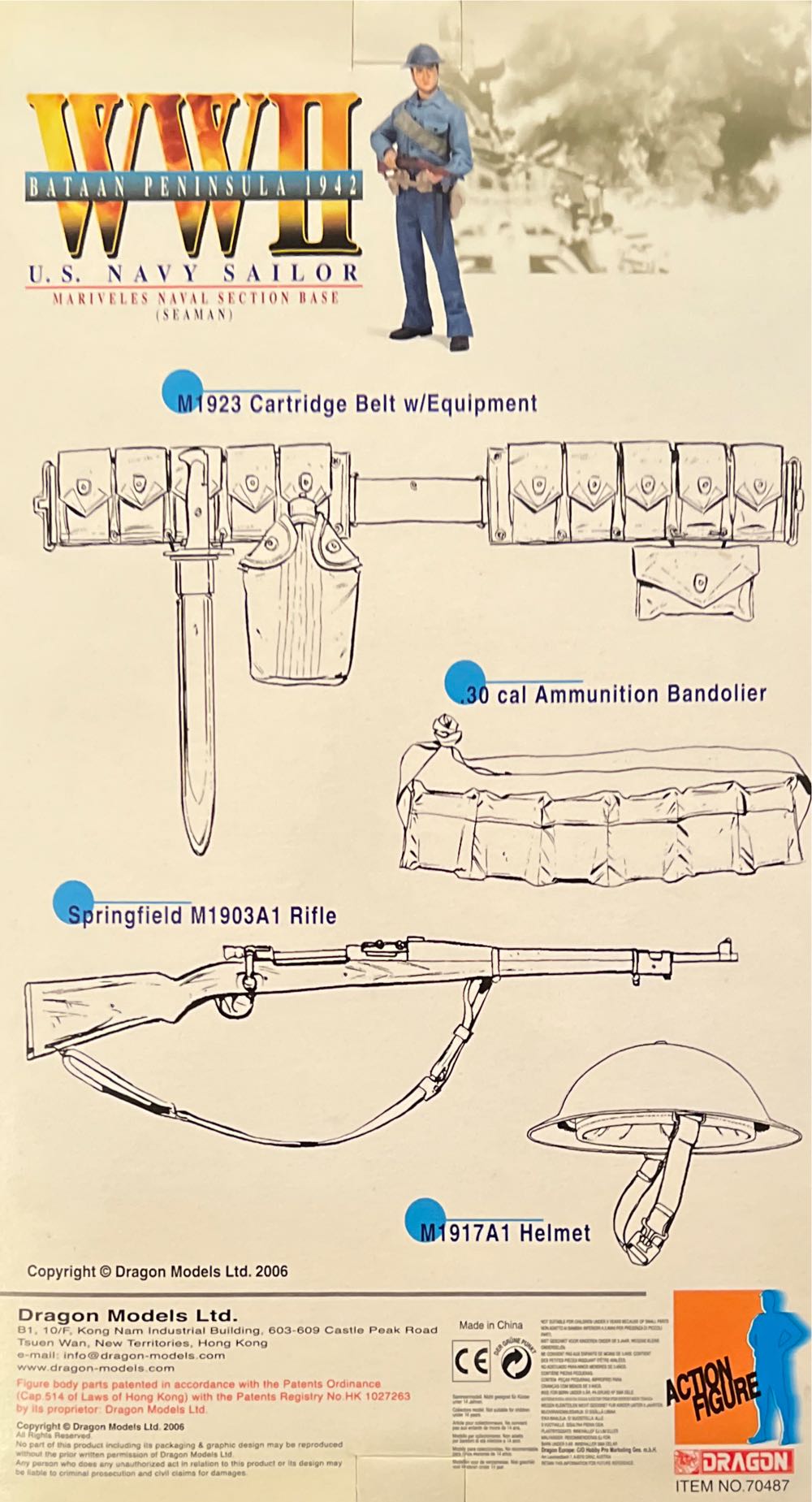 New Generation WWII Bataan Peninsula 1942 U.s. Navy Sailor - Dragon Models Ltd. (Bataan Peninsula 1942) action figure collectible [Barcode 089195704870] - Main Image 2