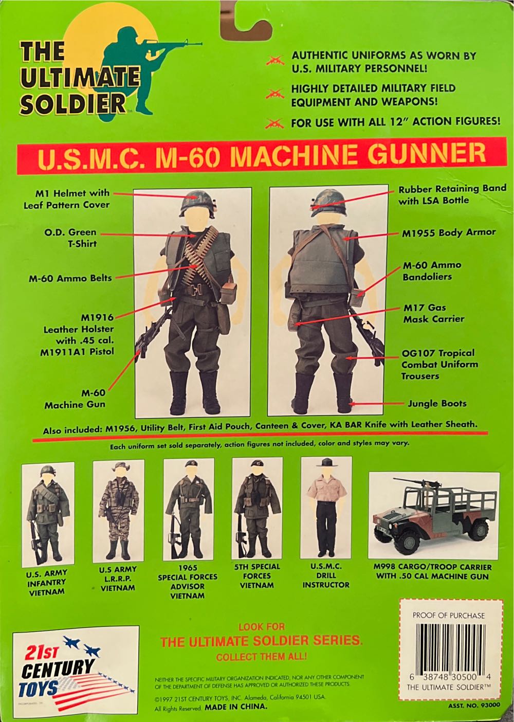 The Ultimate Soldier USMC M-60 Machine Gunner - 21st Century Toys (The Ultimate Modern Soldier) action figure collectible [Barcode 638748305004] - Main Image 2
