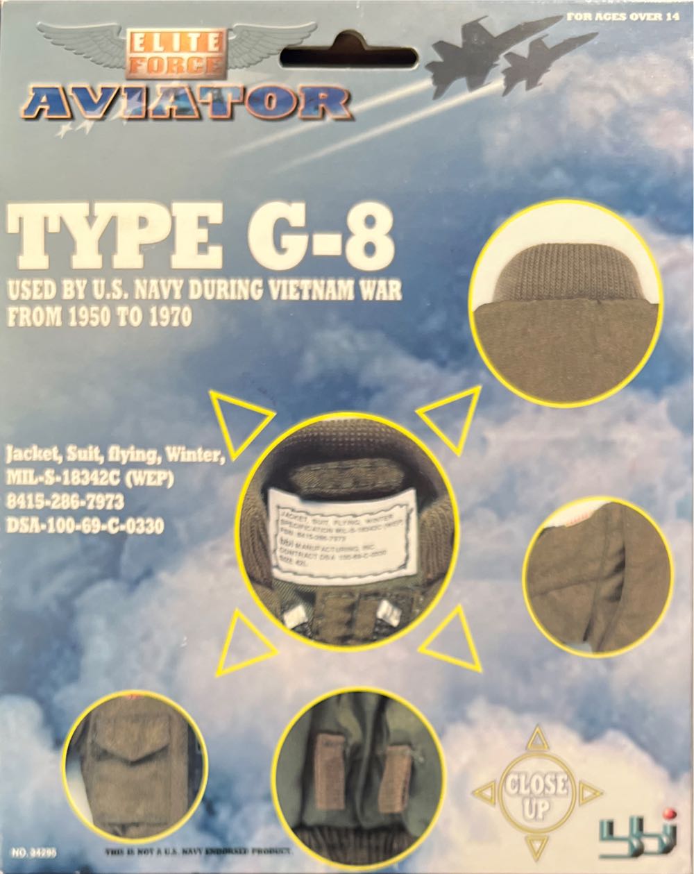 Elite Force Aviator Type G-8 Navy Flight Jacket - Blue Box Toys action figure collectible [Barcode 021105342956] - Main Image 2