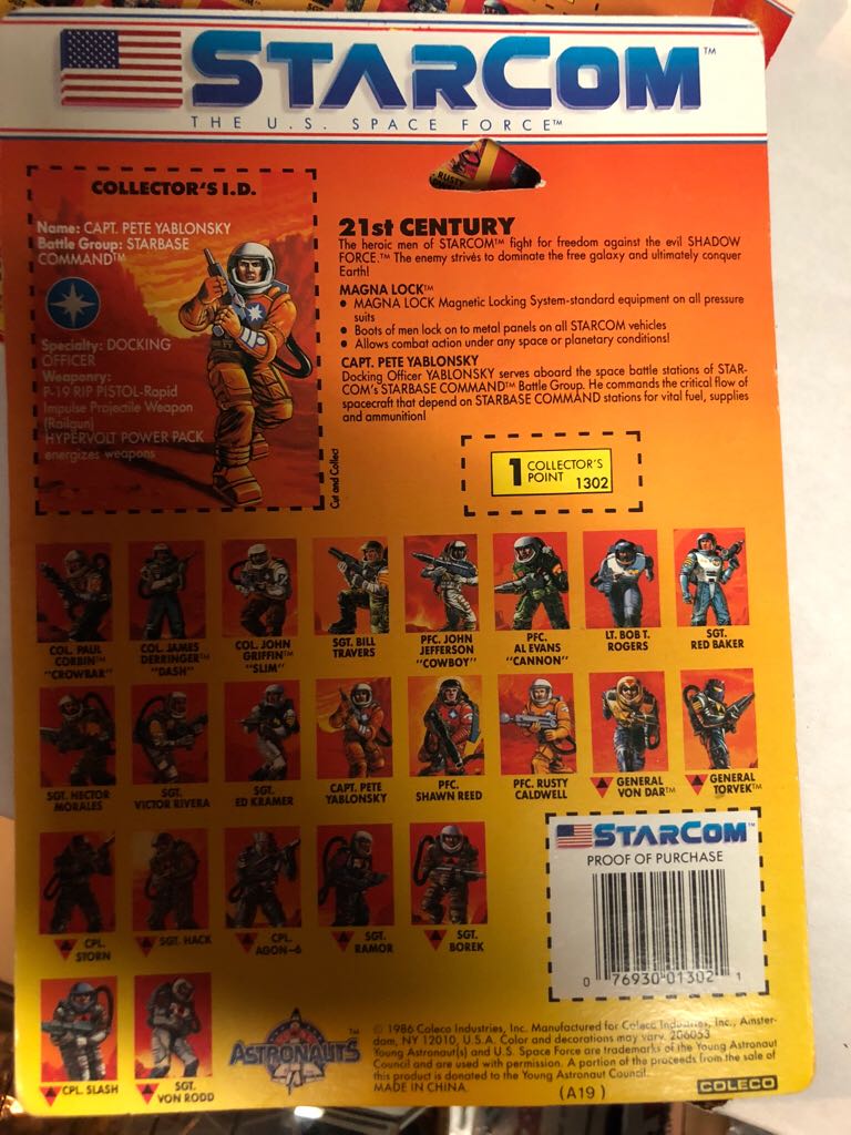 Starcom PFC. Shawn Reed - Coleco (StarCom) action figure collectible [Barcode 076930013021] - Main Image 2