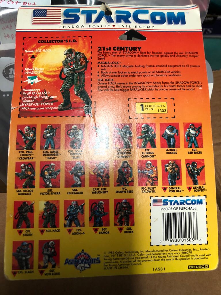 Starcom Sgt. Hack - Coleco (StarCom) action figure collectible - Main Image 2