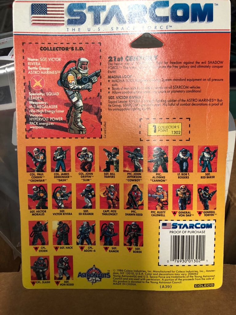 Starcom Sgt Victor Rivera - Coleco action figure collectible - Main Image 2