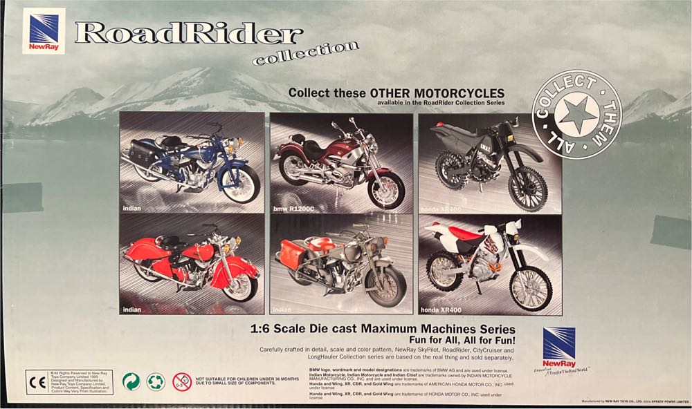 Vintage Newray Roadrider 1 6 Scale Bmw R1200c Motorcycle Model 16” New - New-Ray Toys (Indian) action figure collectible [Barcode 093577536539] - Main Image 2