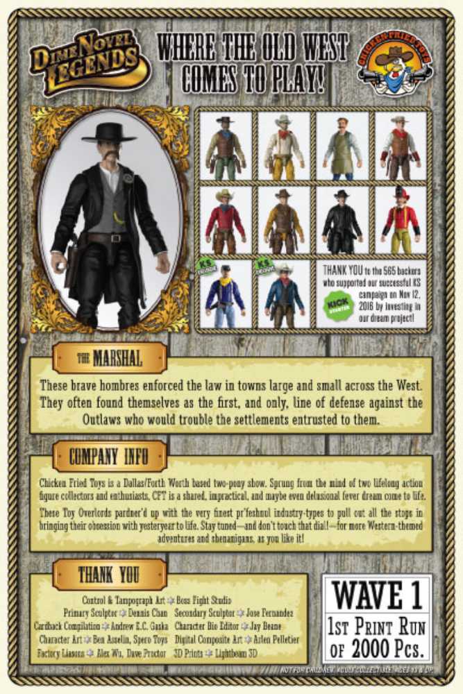 Dime Novel Legends The Marshall  - Chicken Fried Toys (Cowboy Figures) action figure collectible - Main Image 3