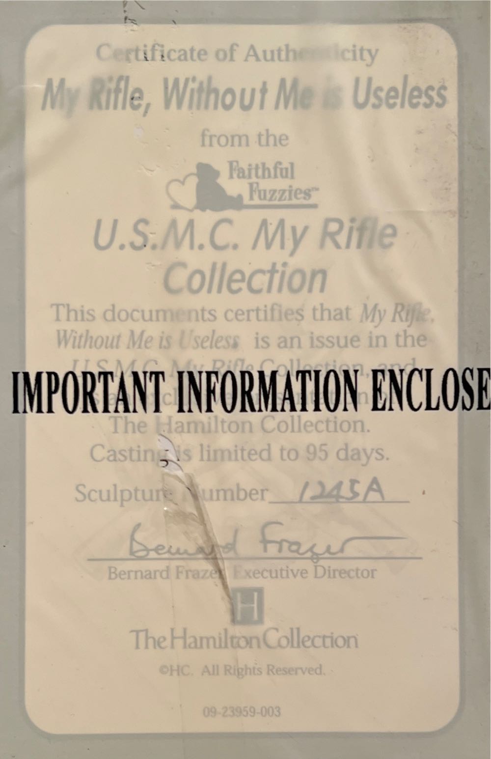 USMC My Rifle Collection - The Hamilton Collection (Faithful Fuzzies) action figure collectible - Main Image 4