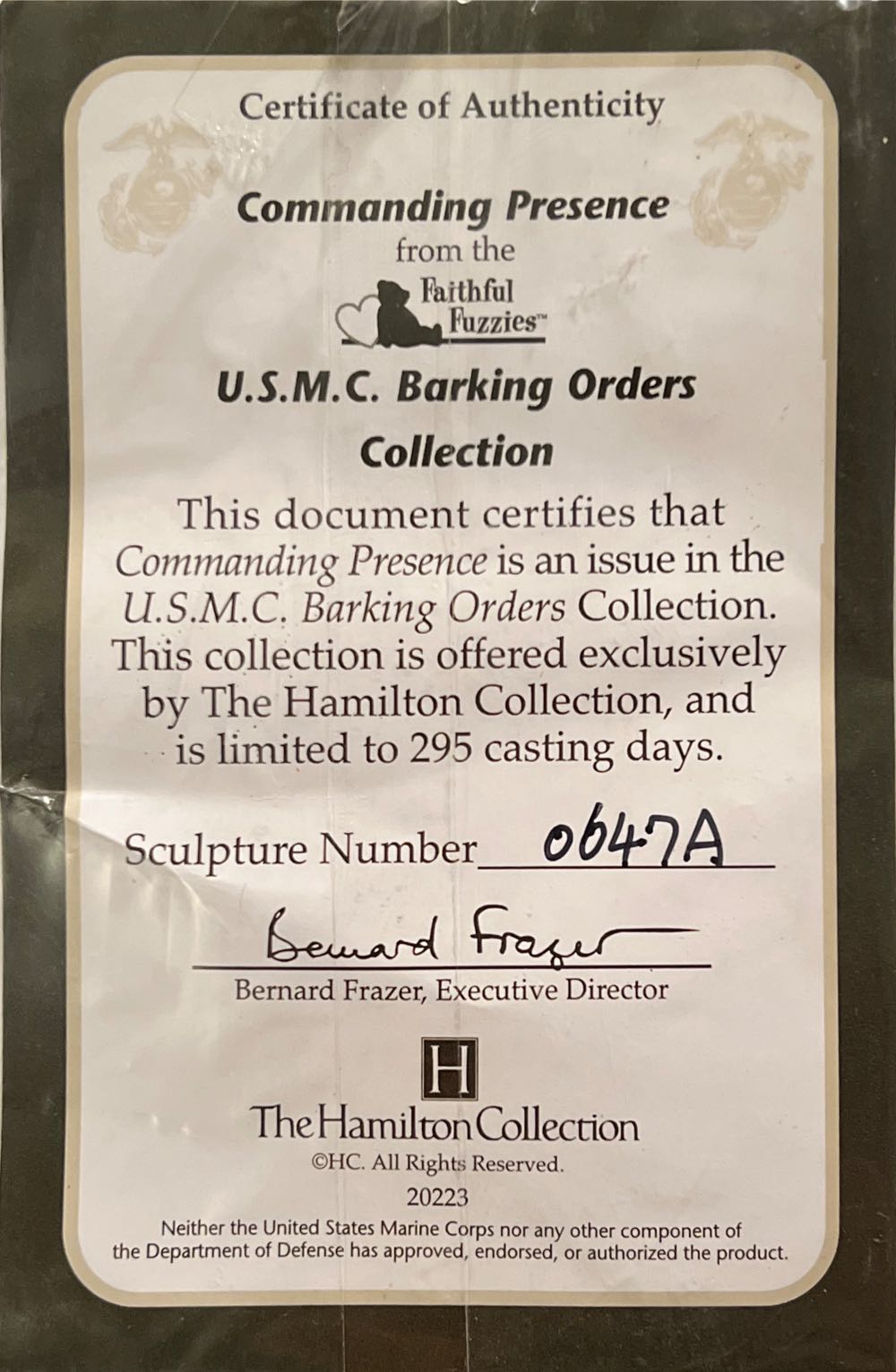 USMC Barking Orders Collection - The Hamilton Collection (Faithful Fuzzies) action figure collectible - Main Image 3