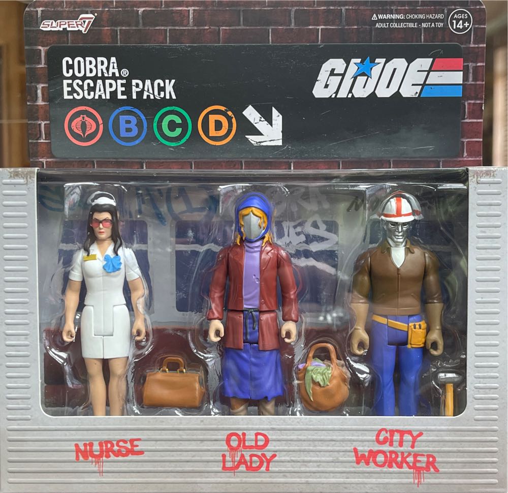 Cobra Escape 3-Pack (Nurse Baroness, Old Lady Cobra Commander & City Worker Destro) - Super7 (G.I. Joe: A Real American Hero) action figure collectible [Barcode 840049829947] - Main Image 3
