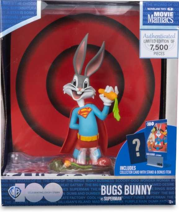 Mcfarlane Toys Movie Maniacs 7” Posed Wb100 Wave 1 Bugs Bunny As Superman Looney Tunes - McFarlane Toys (Movie Maniacs) action figure collectible [Barcode 787926140019] - Main Image 2