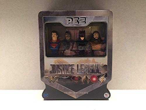 Pez Candy Justice League Gift Set In Tin Superman Exclusive Cyborg Batman And Aquaman  action figure collectible [Barcode 073621017542] - Main Image 1