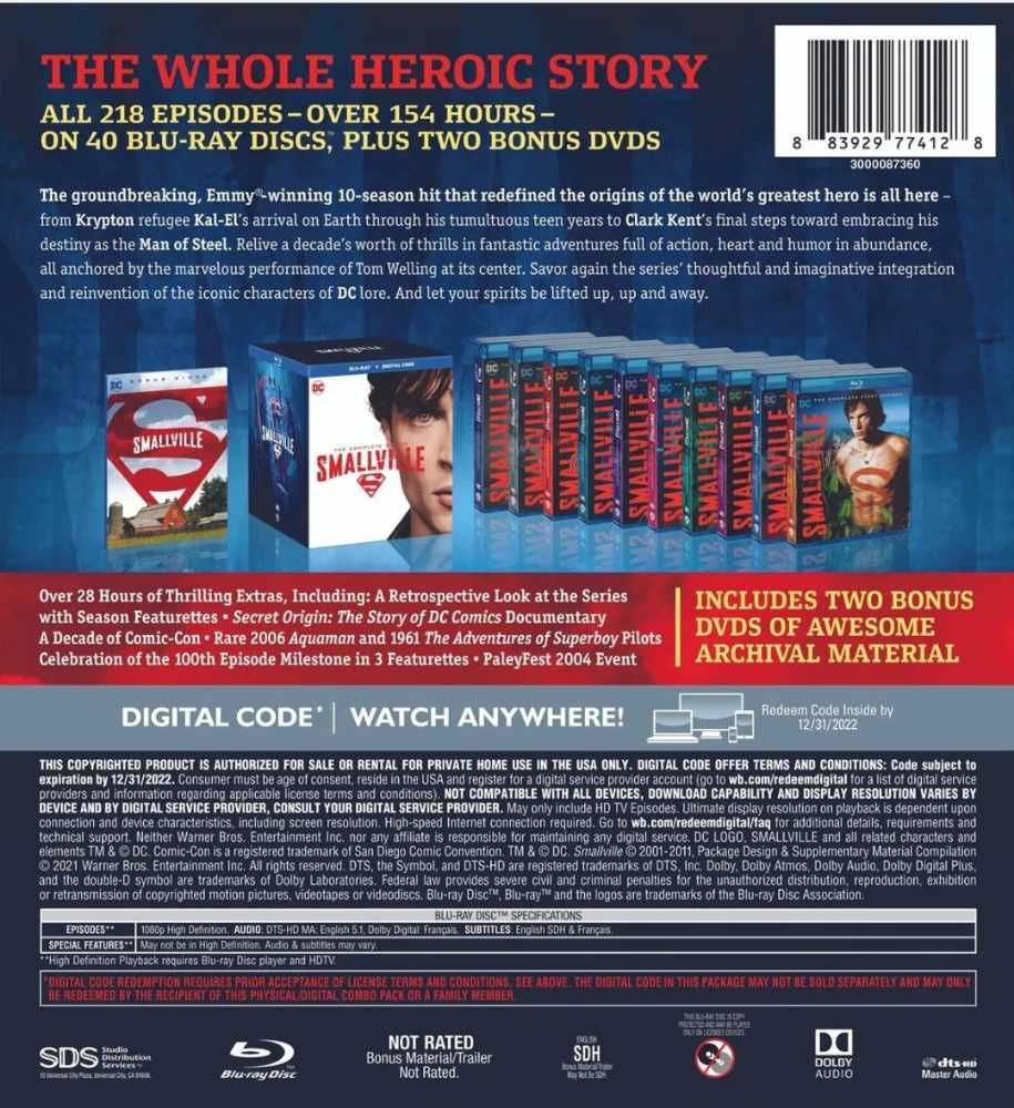 Smallville: The Complete Series 20th Anniversary Collection Blu Ray New - WarnerMedia action figure collectible [Barcode 883929774111] - Main Image 2