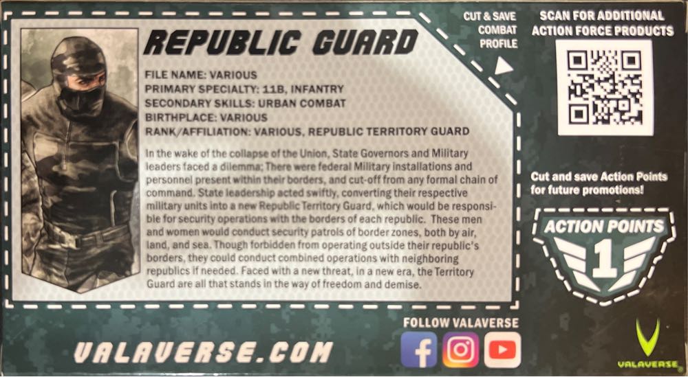 Urban Combat Republic Guard - Valaverse (Action Force Series 1) action figure collectible [Barcode 618952266827] - Main Image 2