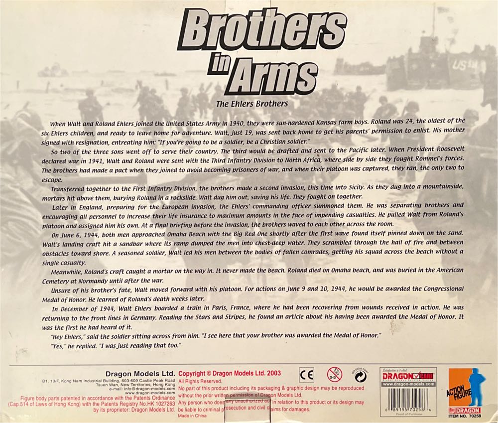 New Generation WWII Brothers In Arms - Dragon Models Ltd. (Normandy 1944) action figure collectible [Barcode 089195702586] - Main Image 3
