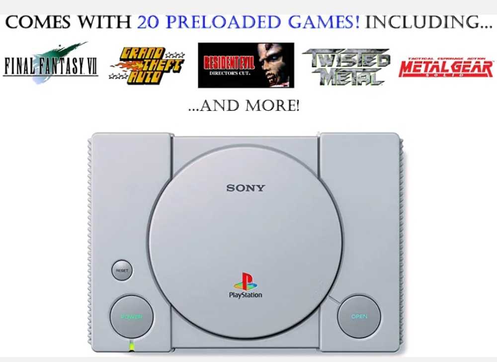 Sony PlayStation Classic Mini Gray Console with x20 Pre-Loaded Games! - Sony Playstation action figure collectible [Barcode 9777789586070] - Main Image 4