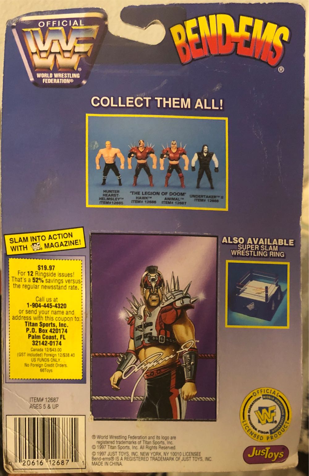 Animal Legion Of Doom - WWF BendEms Series VI - Just Play (WWF JustToys Bend-Ems Series 6) action figure collectible [Barcode 020616126871] - Main Image 2