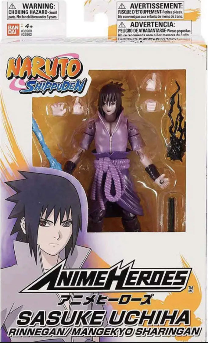 Sasuke (Rinnegan Mangekyo Sharingan) - Bandai America (Naruto: Shippuden Anime Heroes) action figure collectible [Barcode 045557369620] - Main Image 2