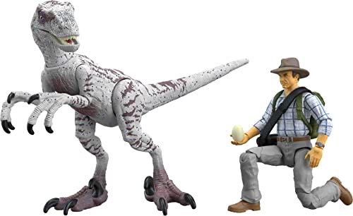 Hammond Collection Dr. Alan Grant & Velociraptor Pack Raptor Egg Accessories Amazon Exclusive - Mattel (Jurassic World) action figure collectible [Barcode 194735115594] - Main Image 1
