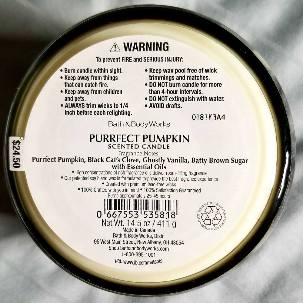 CANDLE: Halloween Bath & Bodyworks Purr fect Pumpkin 2020 - Bath & Bodyworks Candle (Halloween Candle) action figure collectible [Barcode 3664733535818] - Main Image 2