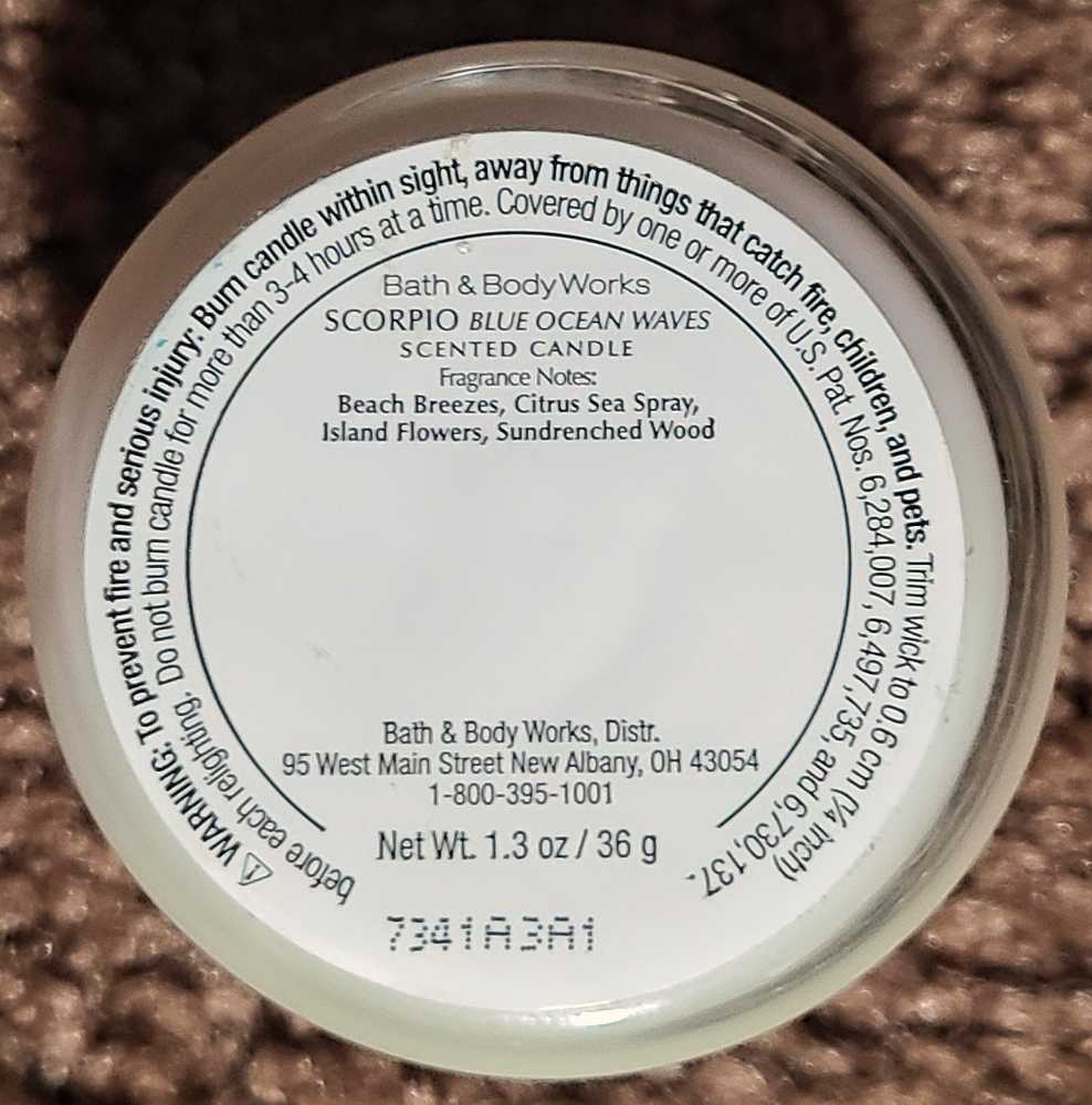 CANDLE: Enchanted Bath & Body Works  Scorpio Mini Blue Ocean Waves 2017 - Bath & Bodyworks Candle (Enchanted Candles) action figure collectible [Barcode 667546389329] - Main Image 2