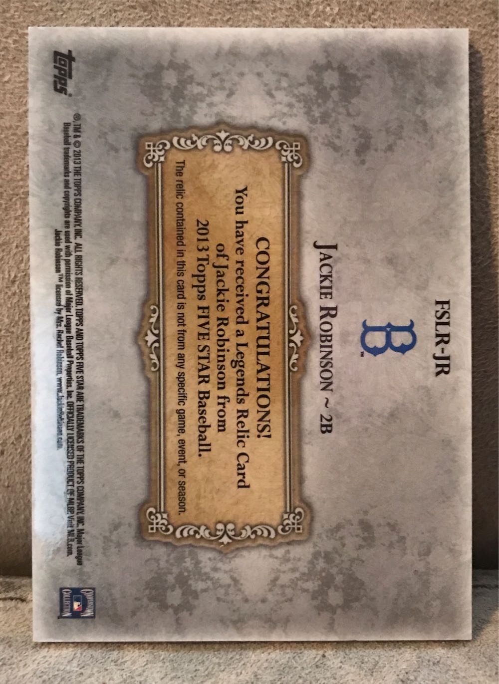 Jackie Robinson 2013 Topps Five Star  - Topps Fivestar (Baseball) action figure collectible - Main Image 2