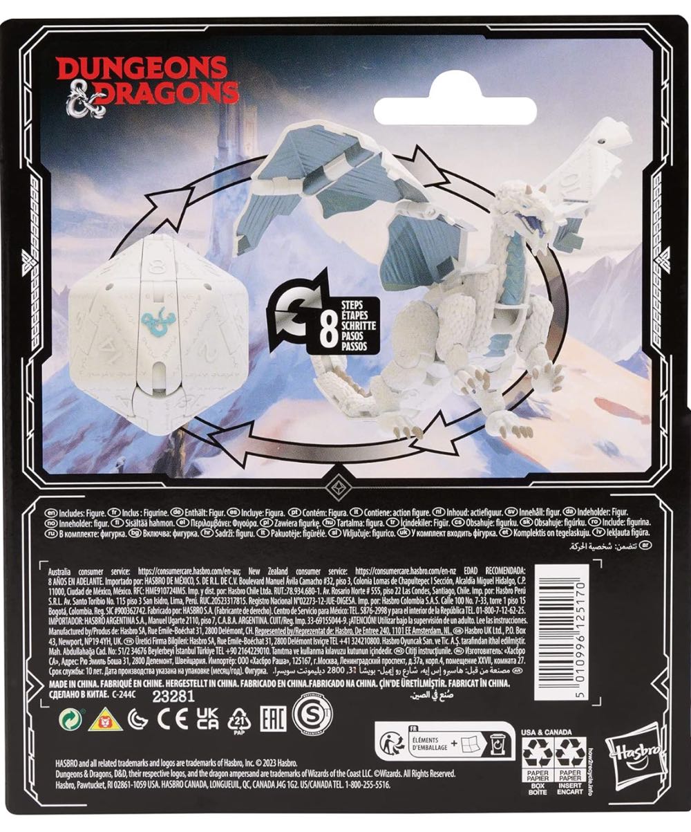 Dungeons & Dragons Dicelings White Dragon Collectible D&d Monster Dice Transforming Giant D20 Action Figures Role Playing Dice - Hasbro (Dungeons & Dragons) action figure collectible [Barcode 5010996125170] - Main Image 2