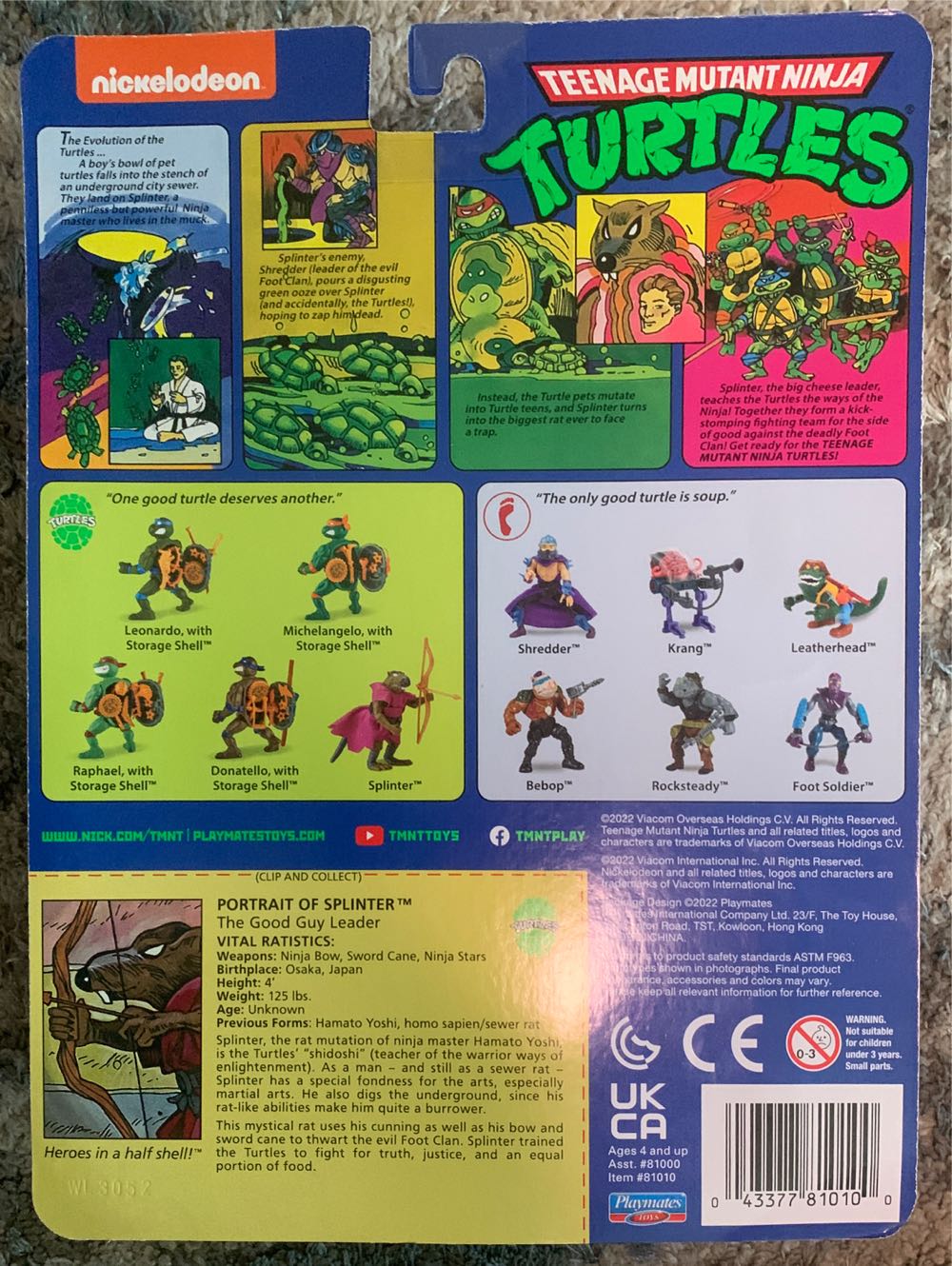 Teenage Mutant Ninja Turtles (2022 Playmates Re-Issue) Splinter  - Playmates Toys (Tmnt - 2003 Classic Reissue) action figure collectible [Barcode 043377810100] - Main Image 2