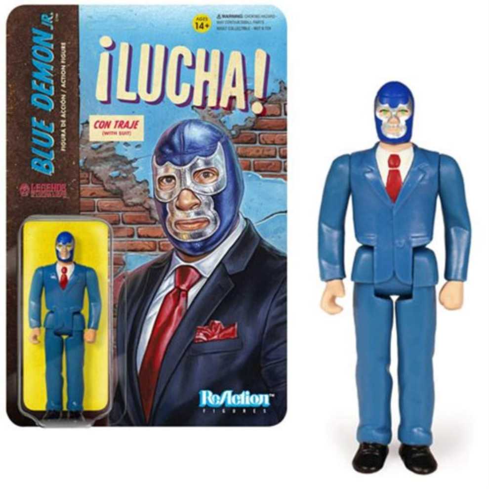 Super7 ReAction ILucha Blue Demon With Suit  action figure collectible [Barcode 125100003215] - Main Image 2