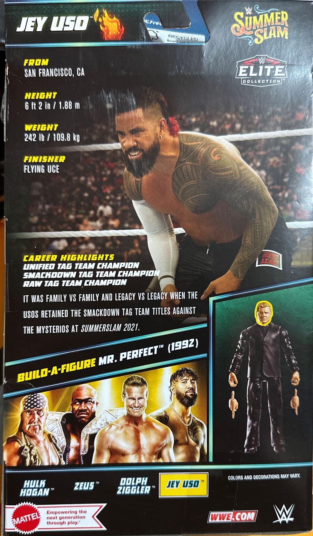 Jey Uso - SummerSlam 2021 - Mattel (WWE Elite SummerSlam 2023 (Series 4)) action figure collectible [Barcode 194735154319] - Main Image 2