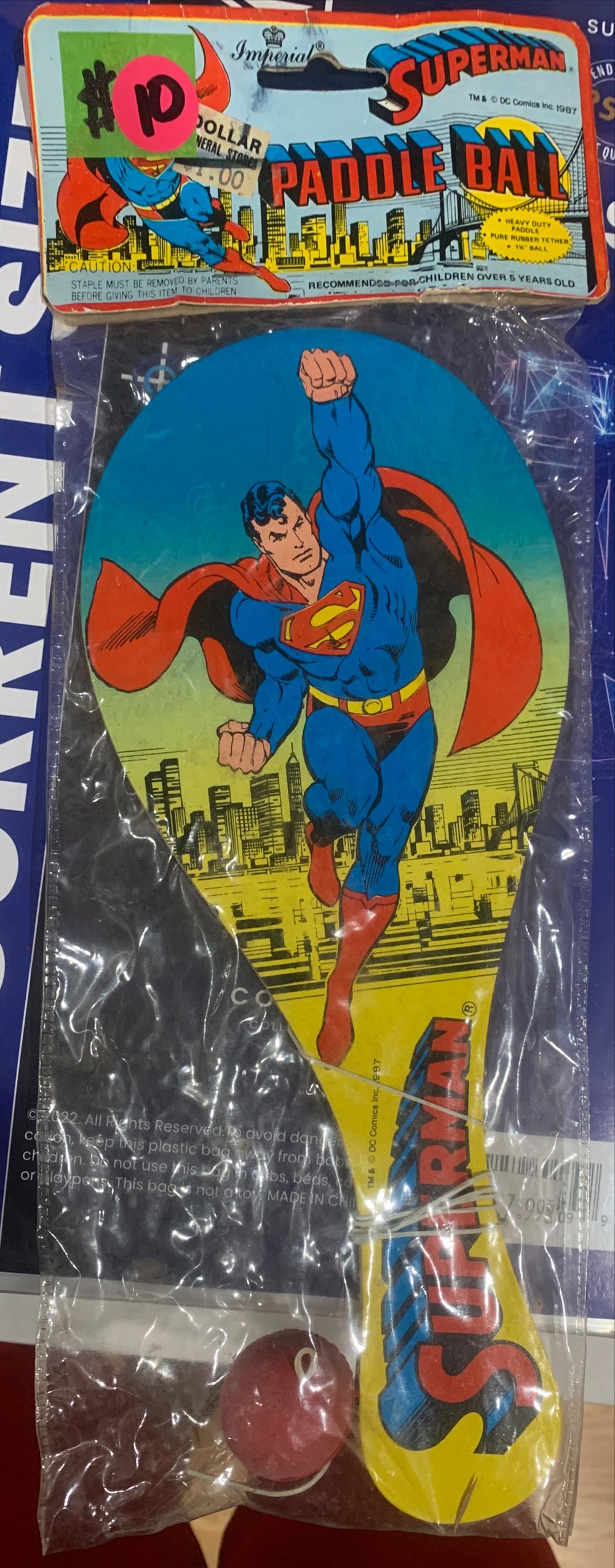 Superman Paddle Ball Imperial Toys Sealed - Imperial Toy action figure collectible [Barcode 076666075232] - Main Image 2