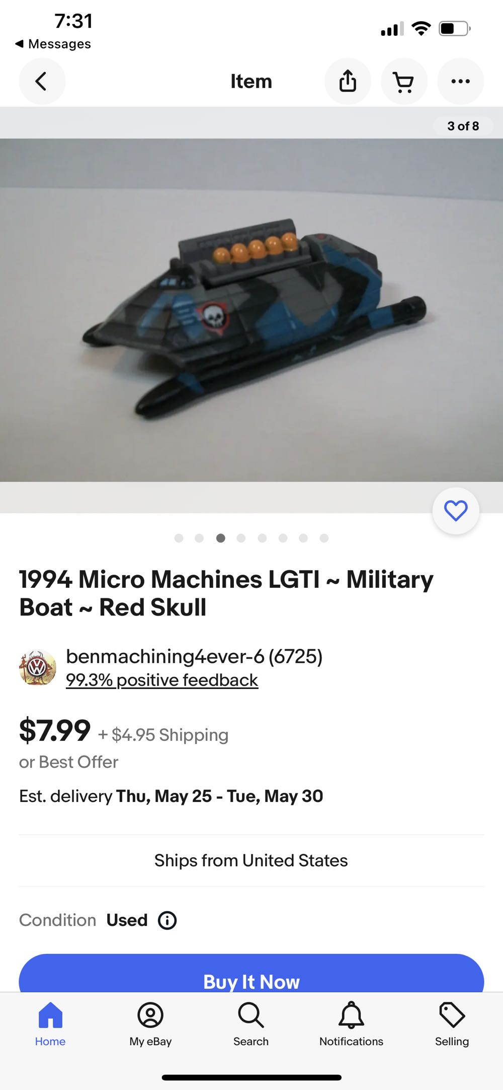 Micro Machines LGTI ~ Military Boat ~ Red Skull - Micro Machines action figure collectible - Main Image 2
