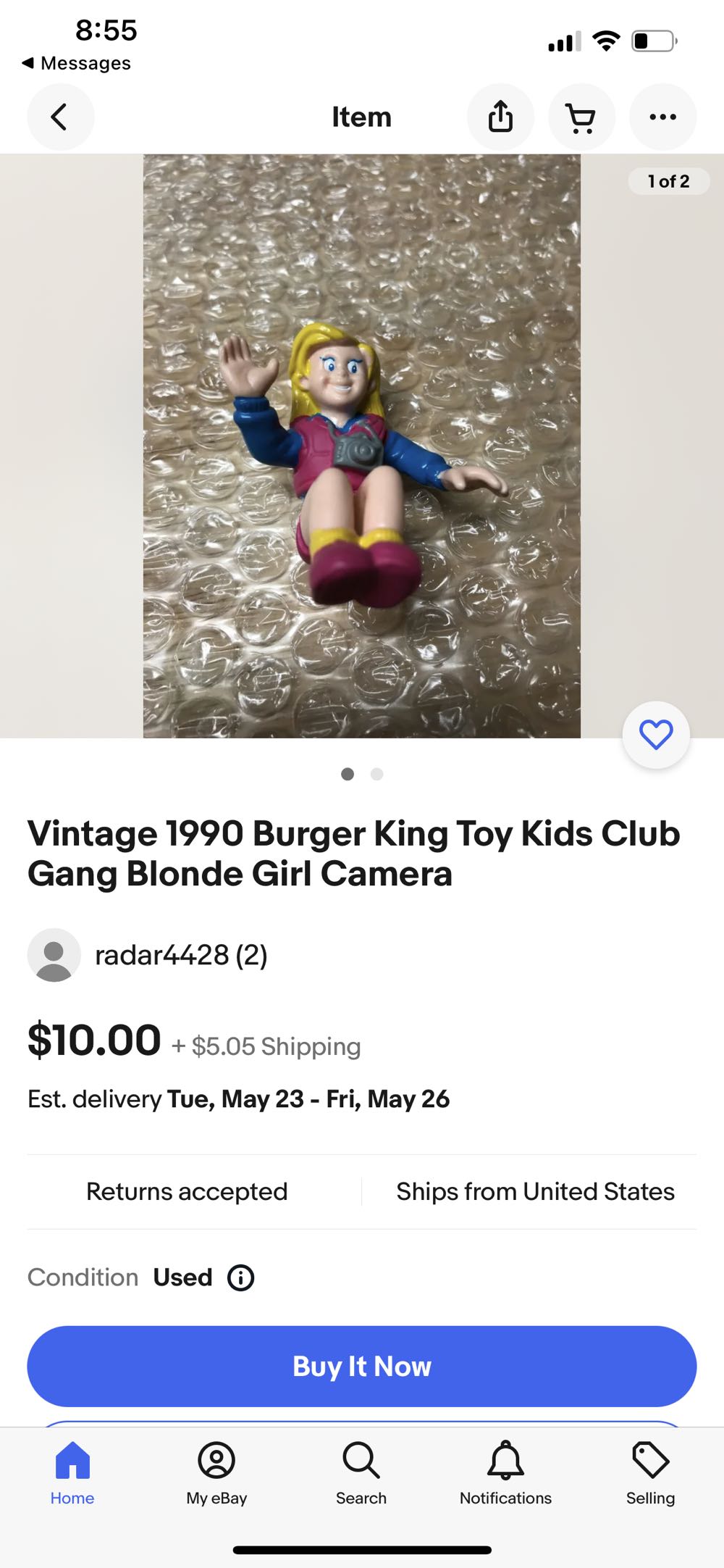 Burger King Toy Kids Club Gang Blonde Girl Camera  - McDonalds (Mcdonalds) action figure collectible - Main Image 2