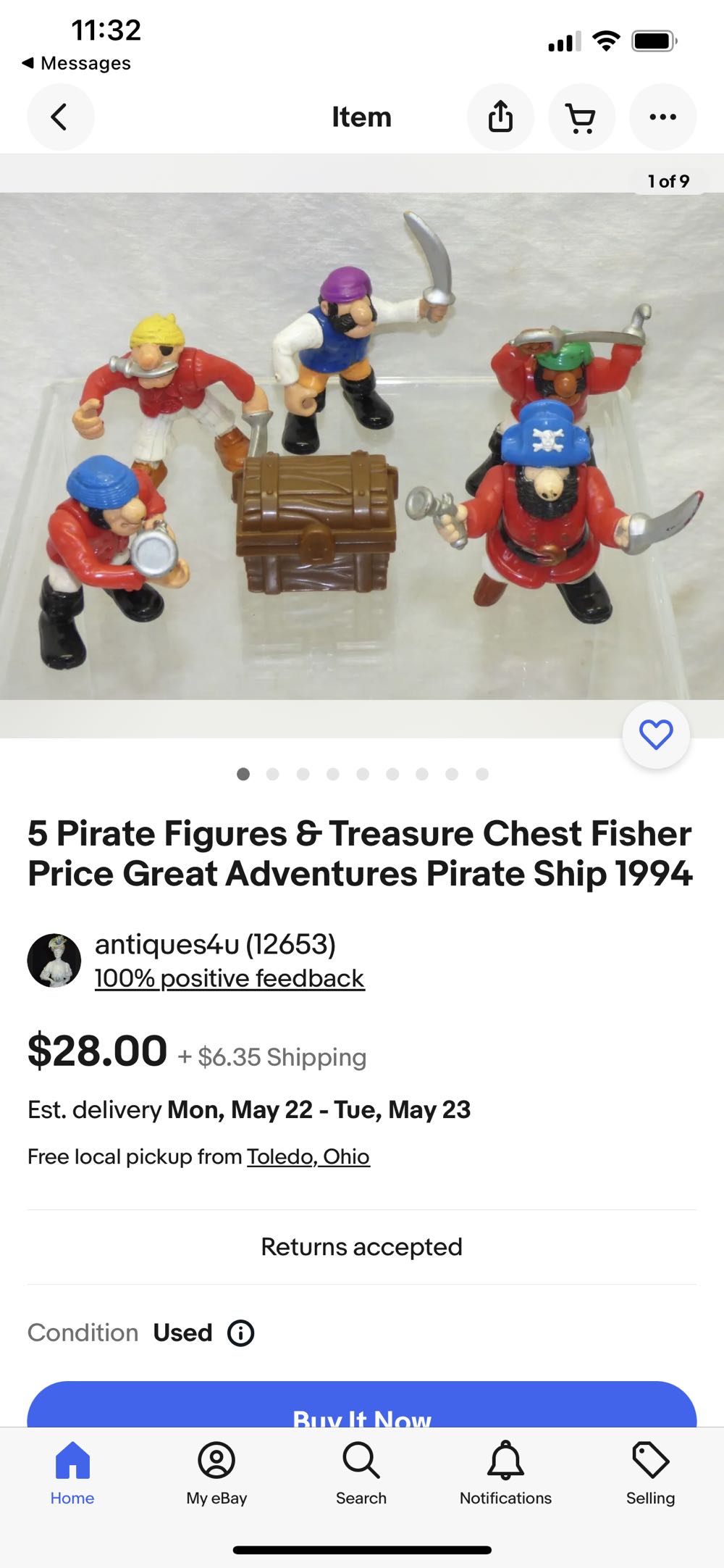 Pirate Figures & Treasure Chest Fisher Price Great Adventures Pirate Ship 1994 - Fisher-price (Great Adventures Pirate Ship) action figure collectible - Main Image 2