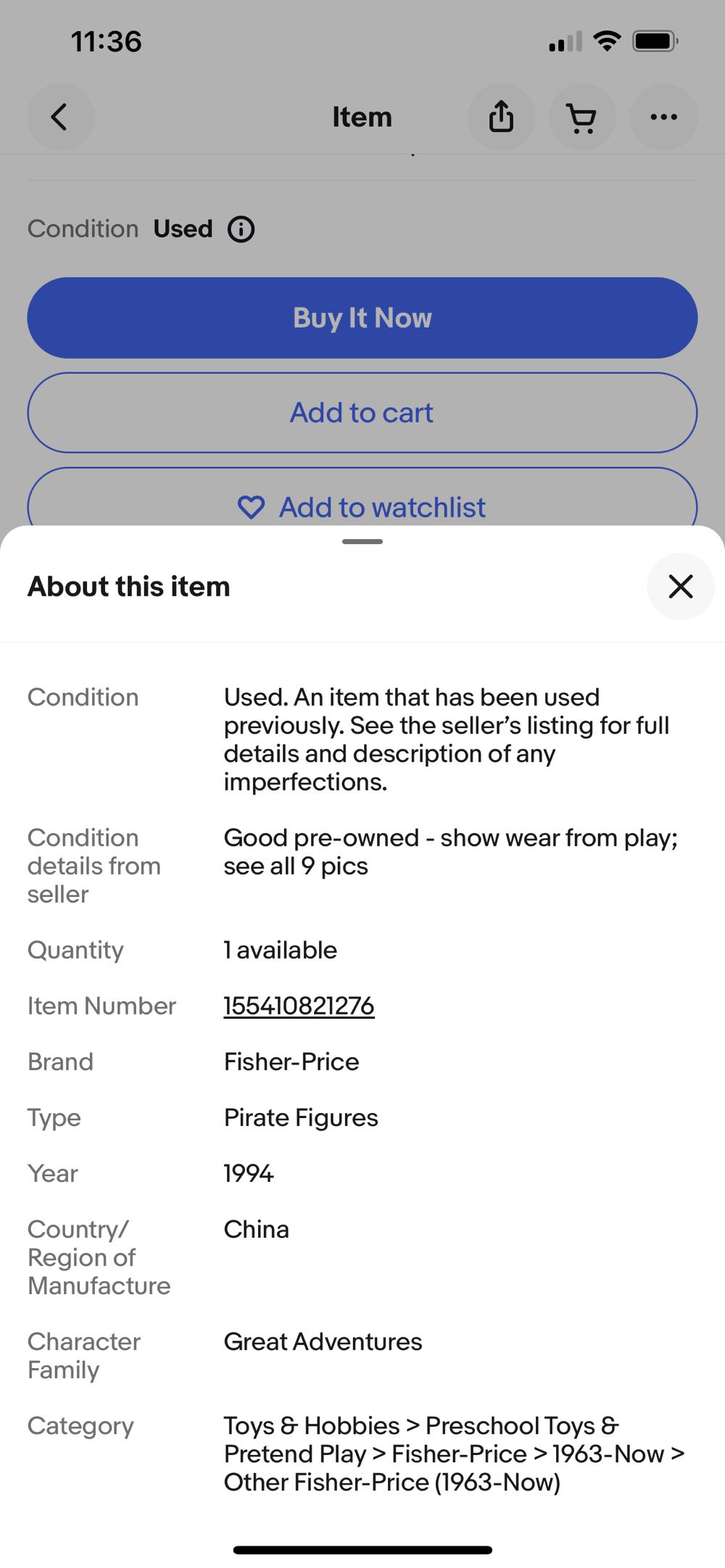 Pirate Figures & Treasure Chest Fisher Price Great Adventures Pirate Ship 1994 - Fisher-price (Great Adventures Pirate Ship) action figure collectible - Main Image 3