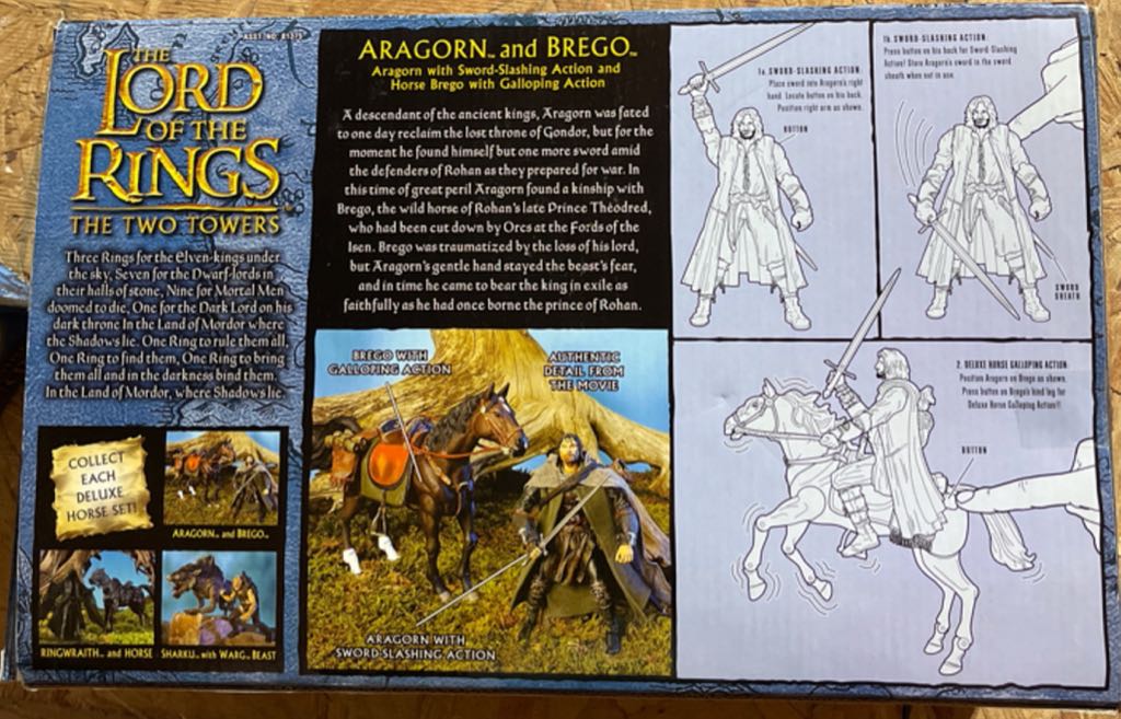 LOTR Aragorn and Brego - Toy Biz (Lord Of The Rings The Two Towers) action figure collectible [Barcode 035112813767] - Main Image 2