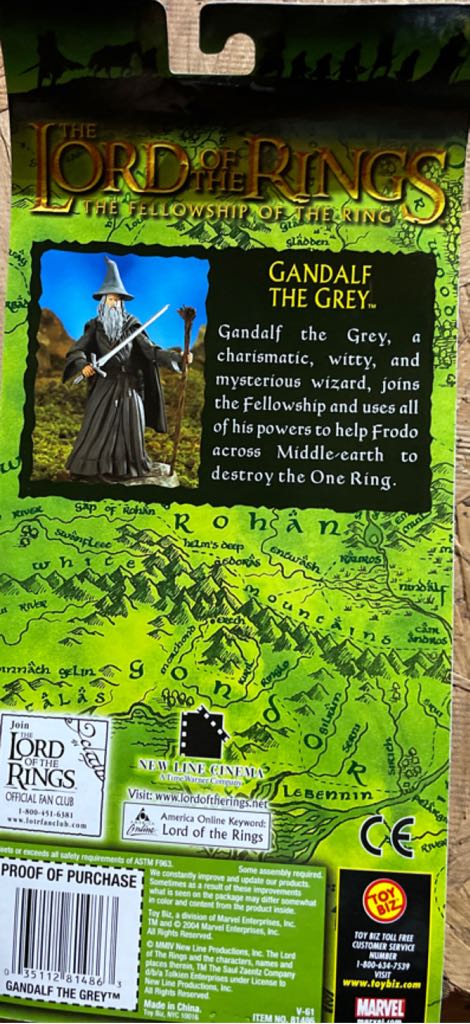 Gandalf The Grey - Toy Biz (LOTR: The Fellowship Of The Ring) action figure collectible [Barcode 035112814863] - Main Image 2