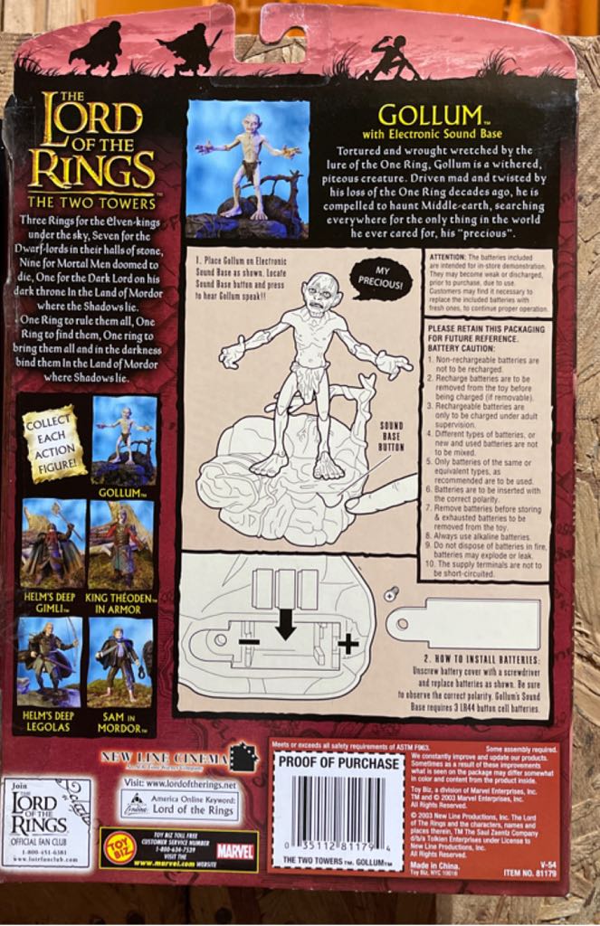 LOTR Gollum Sound Base  (Lord Of The Rings The Two Towers) action figure collectible - Main Image 2