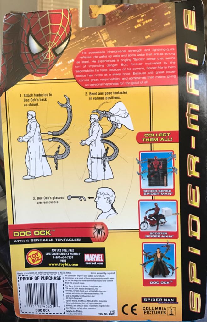 Spider-Man Doc Ock (Spider-Man 2) - Toy Biz (Official Movie Merchandise) action figure collectible [Barcode 035112438519] - Main Image 2