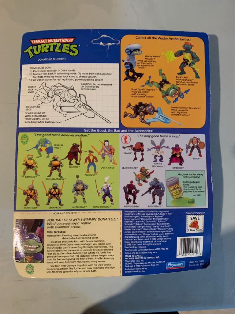 TMNT: Vintage - Sewer-Swimmin’ Donatello - Playmates (Teenage Mutant Ninja Turtles - Packaged) action figure collectible - Main Image 2